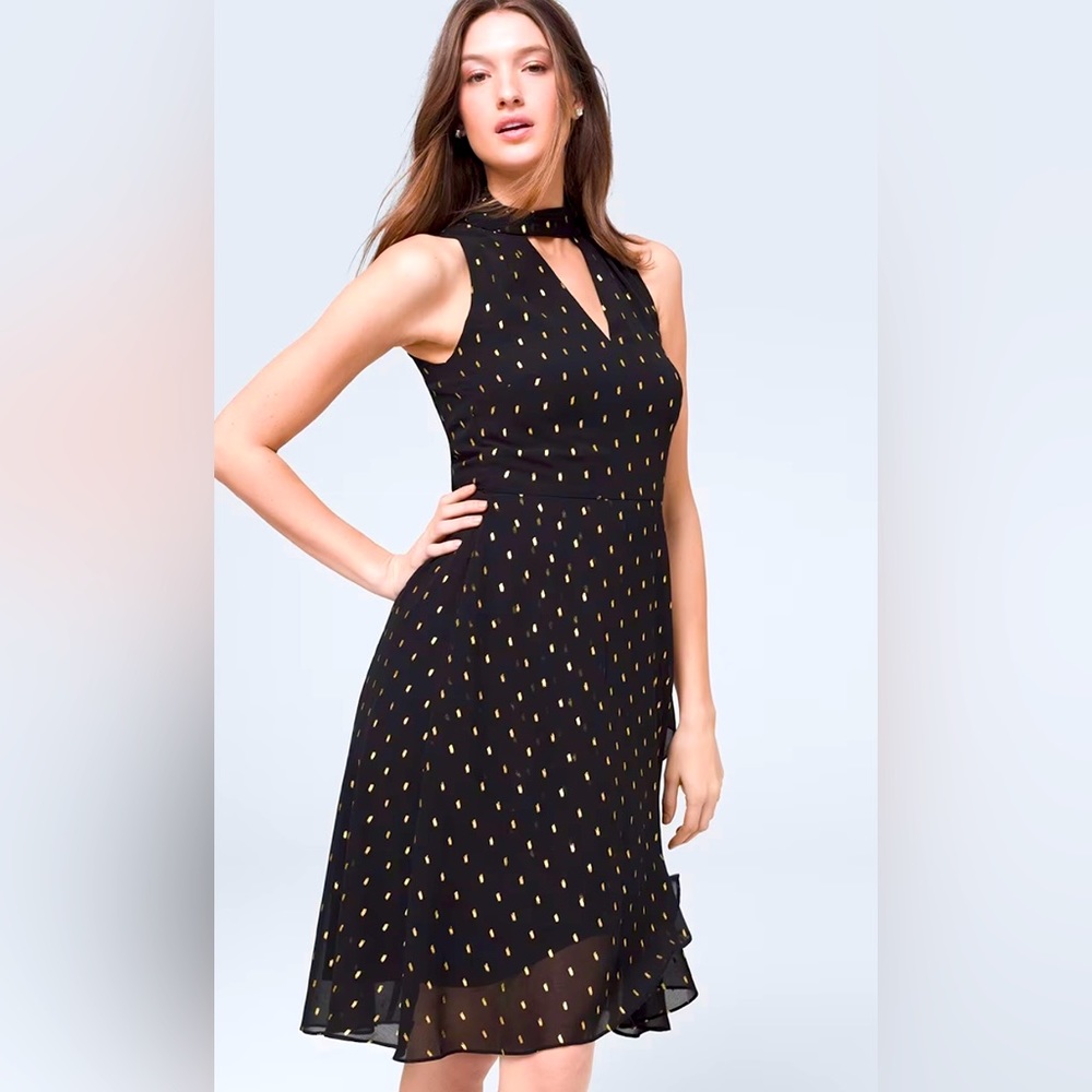 NWT White House Black Market Petite Metallic Jacquard Dress